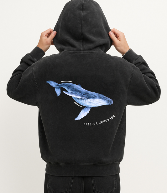 Poleron Efecto Lavado - Ballena Jorobada