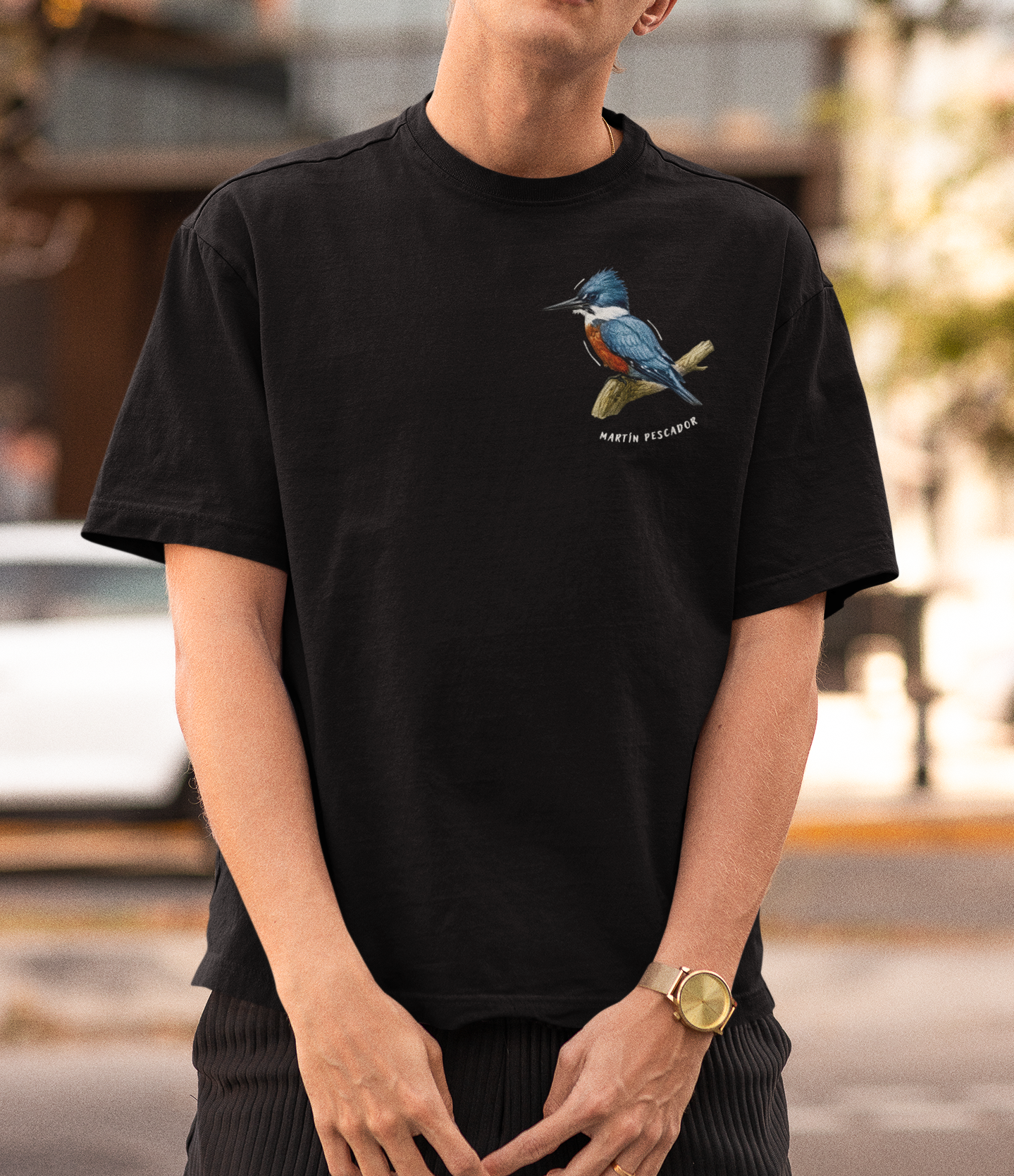 Polera Negra - Martín Pescador