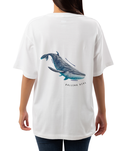 Polera Ballena Azul Estampado Espalda